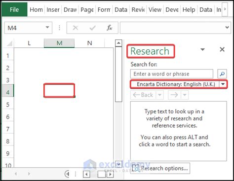 Solution 2 for Excel research tab issue
