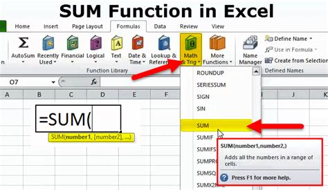 Excel SUM Function Tips