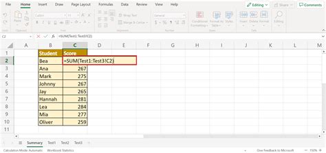Basic Excel Summation Across Sheets