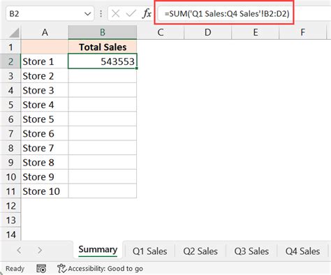 Formulas to Sum Across Sheets