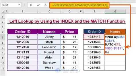 Index-Match function example
