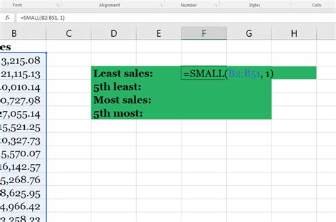 Using LARGE and SMALL Formulas