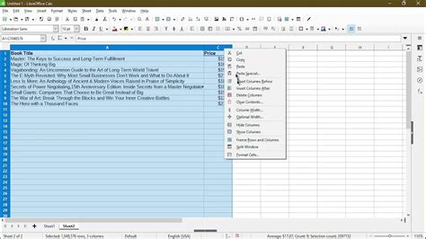 LibreOffice Calc Column Hiding