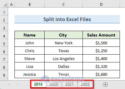 Methods to Split Excel Files