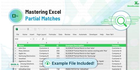 Description of Partial Matching Tips in Excel