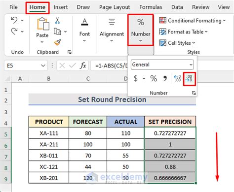 Description of Precision in Excel