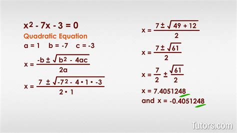 Quadratic Equations Formula