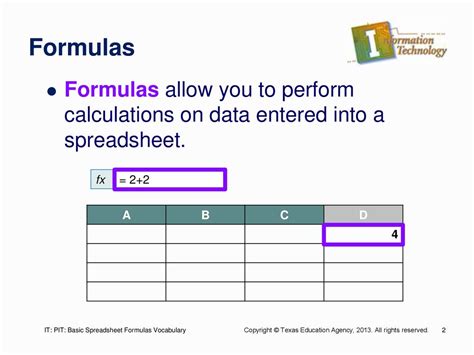 Spreadsheet formula basics