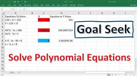 Using the Goal Seek Feature to Solve Equations