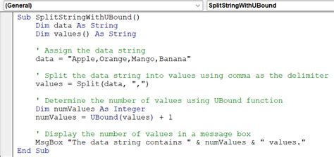 VBA Split String Function
