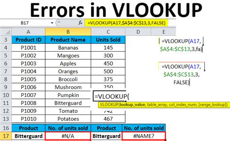 Vlookup function error