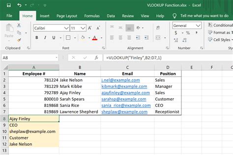 Vlookup function example 2