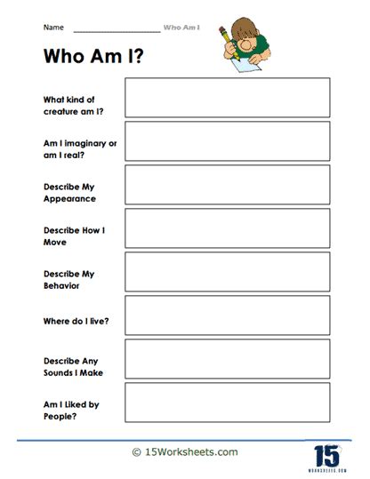 Example of a Who Am I Worksheet